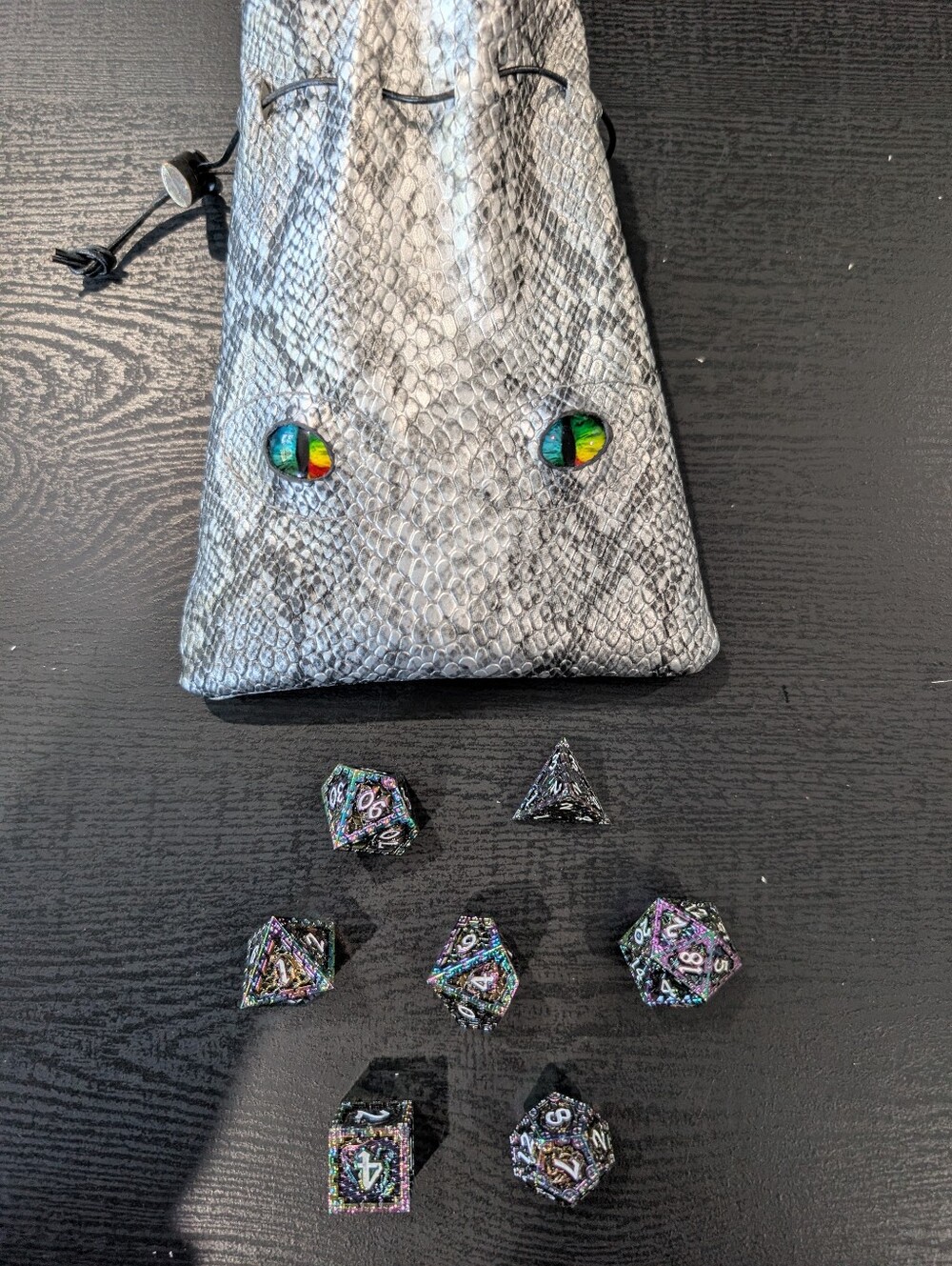 Anodized Aluminum Dungeons & Dragons Dice Set with Carrying Bag